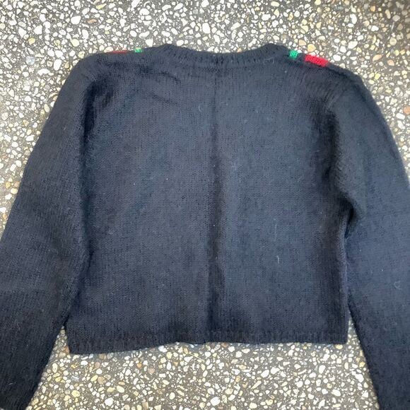 Vintage 80s 90s fuzzy mohair plaid Shorty cropped sweater sz M - Picture 4 of 5